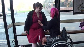 Leah Caprice And Her Lesbian Lover Flashing At A Busstop