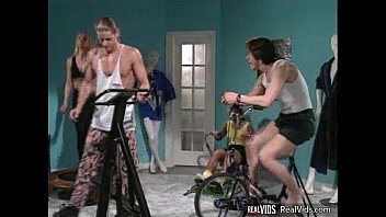 Guy Drilling Two Sexy Chicks In Gym