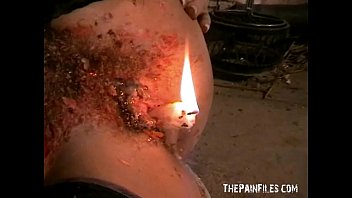 Crystel Lei Ordered To Hotwax Her Entire Body And Burn Her Own Pussy
