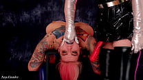 Smoking Lesbian Domination In PVC Mistress And Strap On FaceFuck Sucker Submissive Girl Fetish Pin Up Arya Grander And Model Dredda Dark