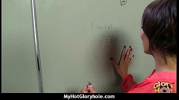 Ebony Teen Shows Off Her Blowjob Skills At Gloryhole 15