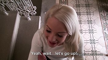 Blonde Student Blowjob In The Public Stairs