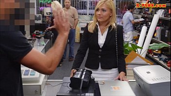 Blonde Milf Pawns Her Pussy And Pounded In Storage Room
