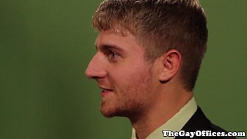 Gay Office Hunks Creamed On By His Boss
