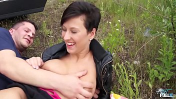 Dirty Short Hair Slut Ride Ugly Fake Agents Cock In Public